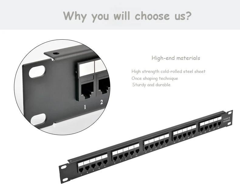 Leading Technology 6P4C RJ11 UTP Modular Type Telephone Voice 25 Ports Cat3 Rack Mount Patch Panel for Cabinet