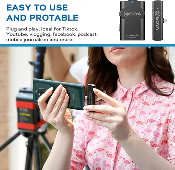 BOYA Microphones WM4 PRO-K5 (TX+RXUC), 2.4GHz Wireless Lavalier Microphone System for USB-C Android Devices- Great, Live Stream detail image