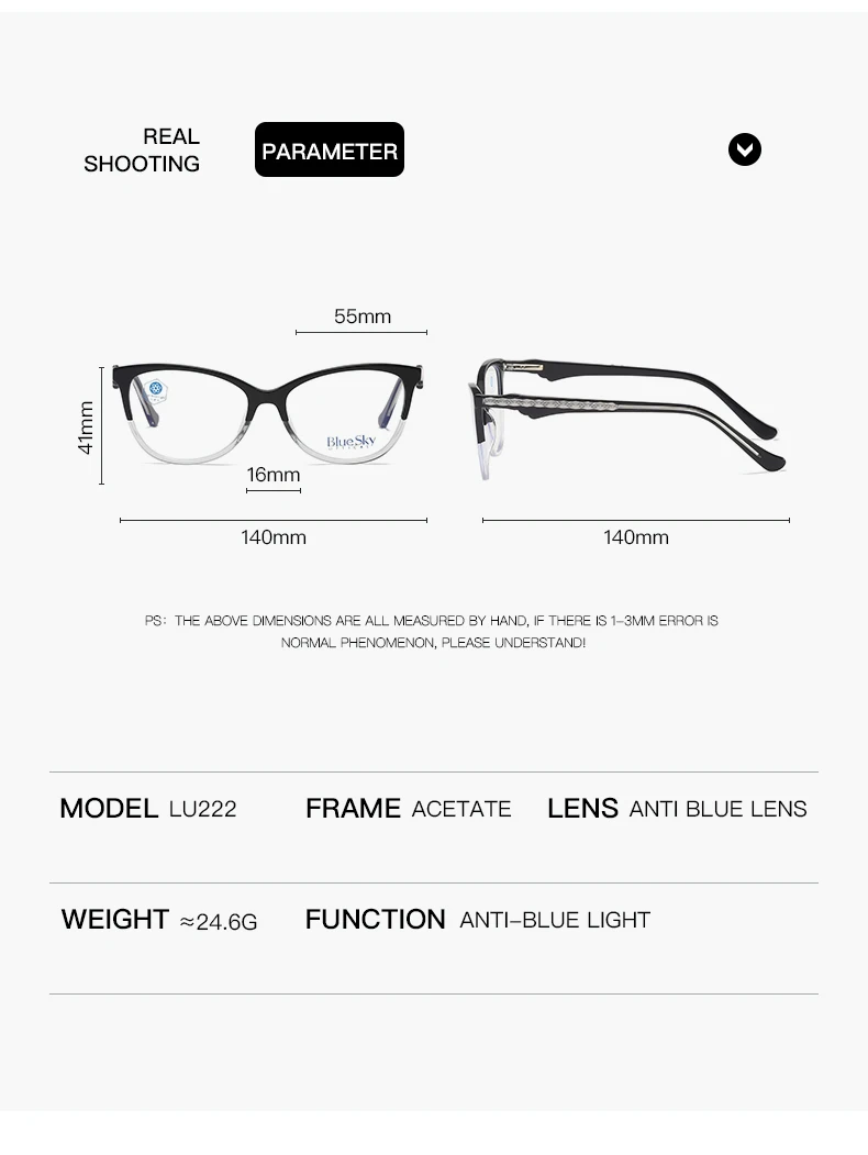 Sexy Retro Women Anti Blue Light Cancelling Premium Injecting Acetate ...