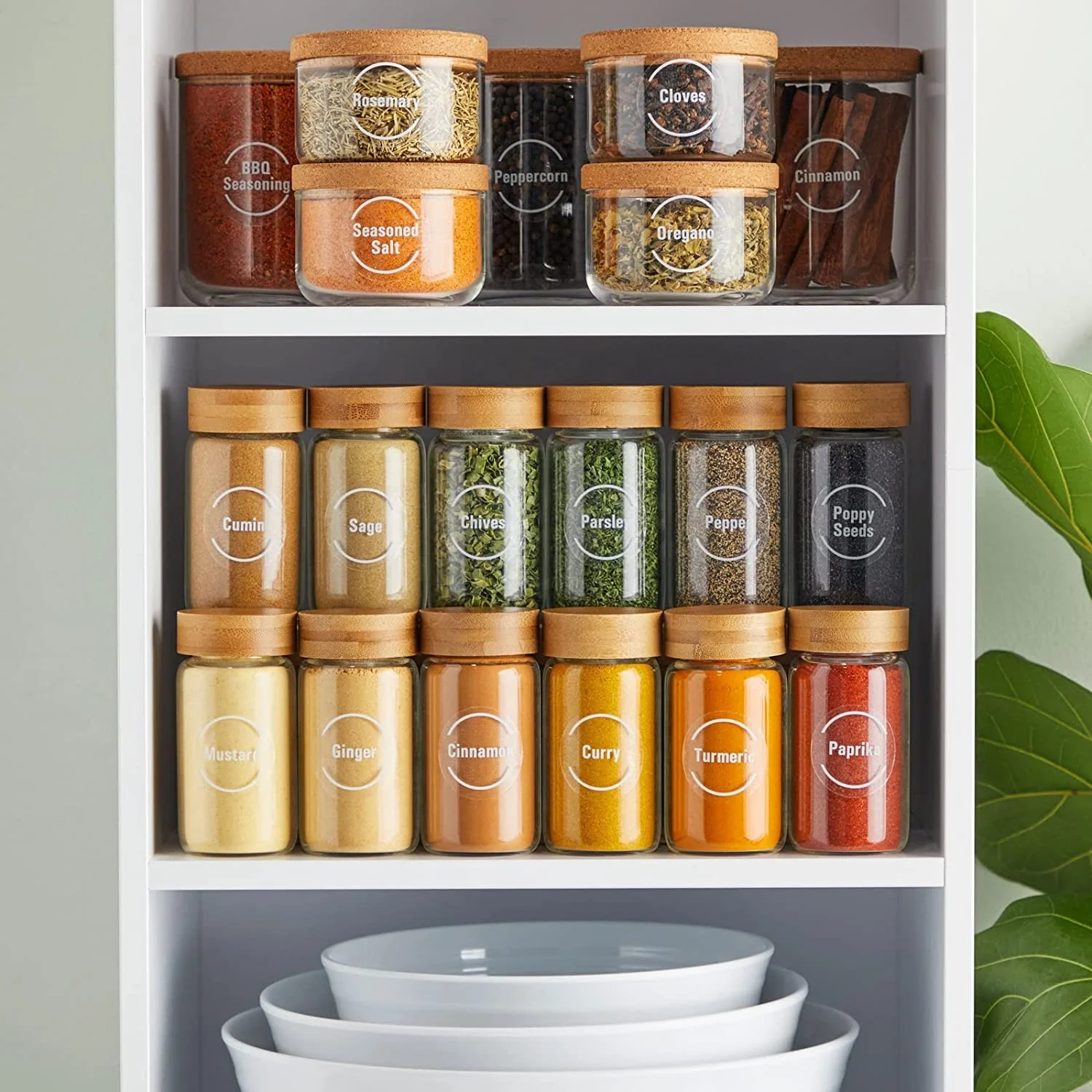 Custom Printed Seasoning Glass Capital Spice Jar Labels,Washable White Herb Spice Clear Sticker for Bottle Container