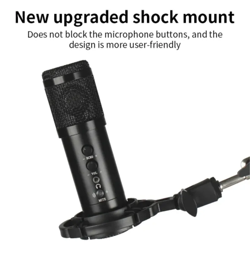 USB Mic BM858 Desktop Gaming Computer Condenser Microphone Set for Karaoke Tiktok Youtube Studio Video Podcast Recording Mic