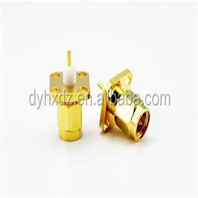 RF connector SMA male plug 4-holes flange mount