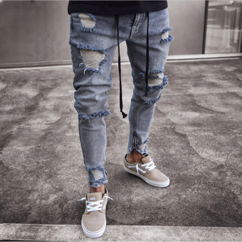 Bestaan Bewijzen ondernemer Mens Skinny Jeans Ripped Slim Fit Stretch Denim Distress Frayed Biker  Scratchted Hollow Out Long Jeans Boy Y12744 - Buy Jeans Men,Men Jeans  Trousers,Ripped Jeans Men Product on Alibaba.com