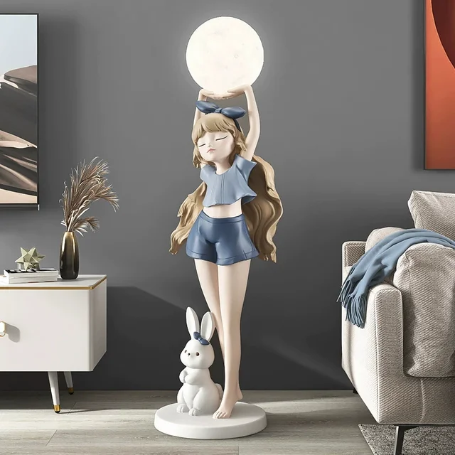 Maiden statue moon girl modern art home accessories resin statue astronaut home accessories pure beauty time