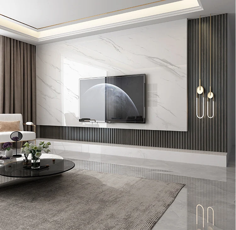 Modern Minimalist Living Room Tv Background Wall Tile Ceramic Stone