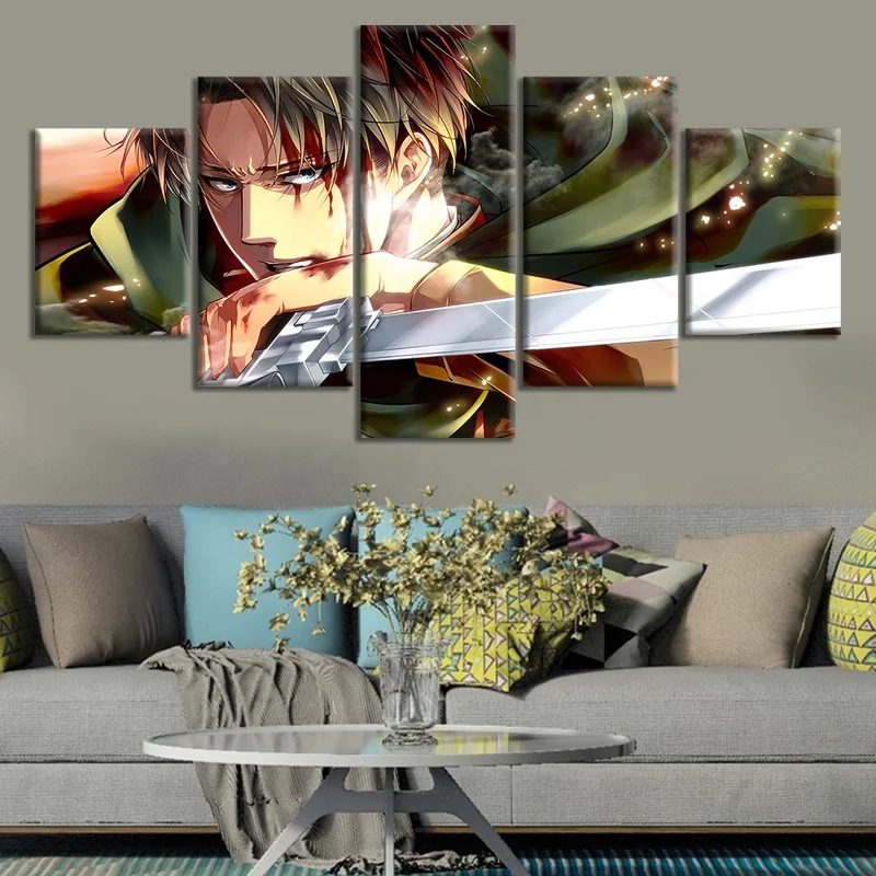5pcs Anime Attack On Titan Poster Handsome Boy Levi Picture Printing Canvas  Abstract Oil Painting Animation Boy Cartoon Poster - Buy Attack On Titan,Handsome  Boy,Pop Art Painting Product on 