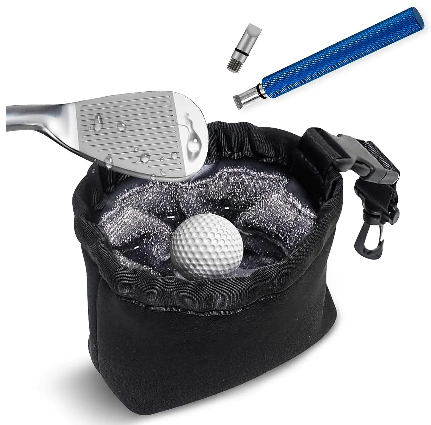 Multifunctional Golf Bag Accessories Golf Ball Cleaning Bag & Cub Brush