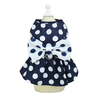 Wholesale Summer Thin Polka Dot Pet Clothing Blue White Lovable Vest Skirt Luxury Cotton Apparel Cute Animal Pattern Little Pets