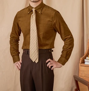 Autumn and Winter Retro Men's Drape 100% Cotton Corduroy Casual Shirt Youth High Quality Long-sleeved Shirt for Men