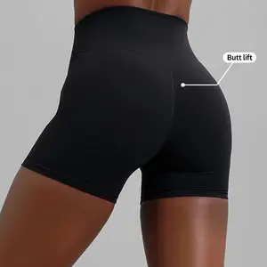 2026 New Arrival Hot Sale Womens Solid Spandex/Nylon Workout Athletic Biker Shorts Four-Way Stretch Quick Dry Yoga Gym Running
