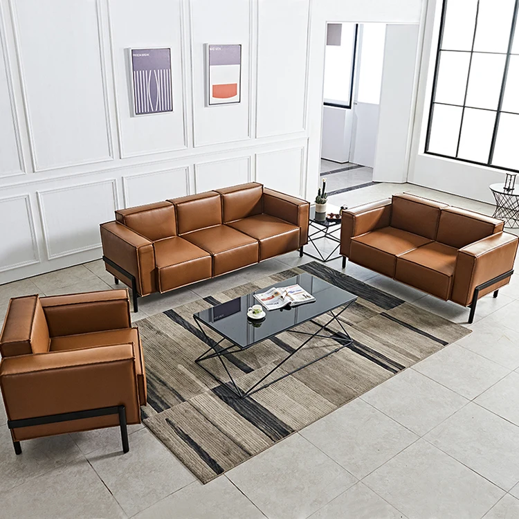 MIGE European Style Modern Modular Cheap Leather Office Sofa Set Designs Office Sofa