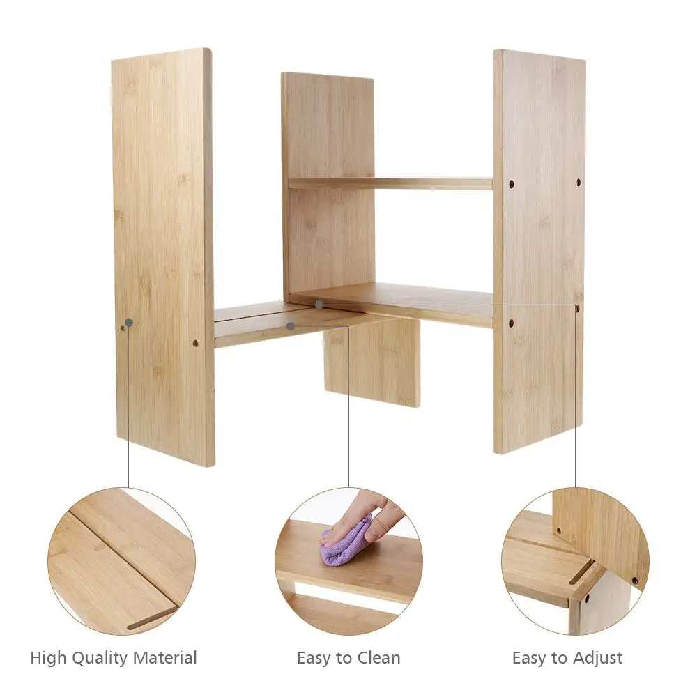 Натуральный бамбук книга стенд полка прочный Настольный книжный шкаф