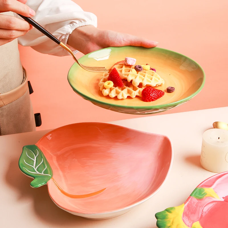 Creative Apple Shape Meal Tray Ceramic Plate Baking Dish Bakeware Tableware  Salad Fruit Plate Dumpling Plate