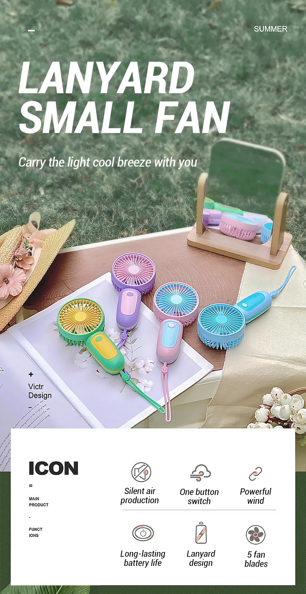 Tech Candy Fan Macaron Color Candy Mini Cooling Fan Usb Summer Rechargeable Electric ...