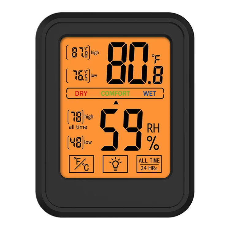 Touchscreen Digital Indoor Hygrometer/Thermometer Monitor Temperature & Humidity 