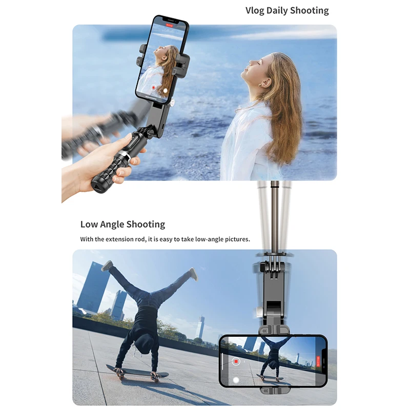 Gimbal Stabilizer Lamp Face Tracking With App Rotation Wireless  Selfie Stick Tripod Desktop Support With Beauty Fill Light Q18