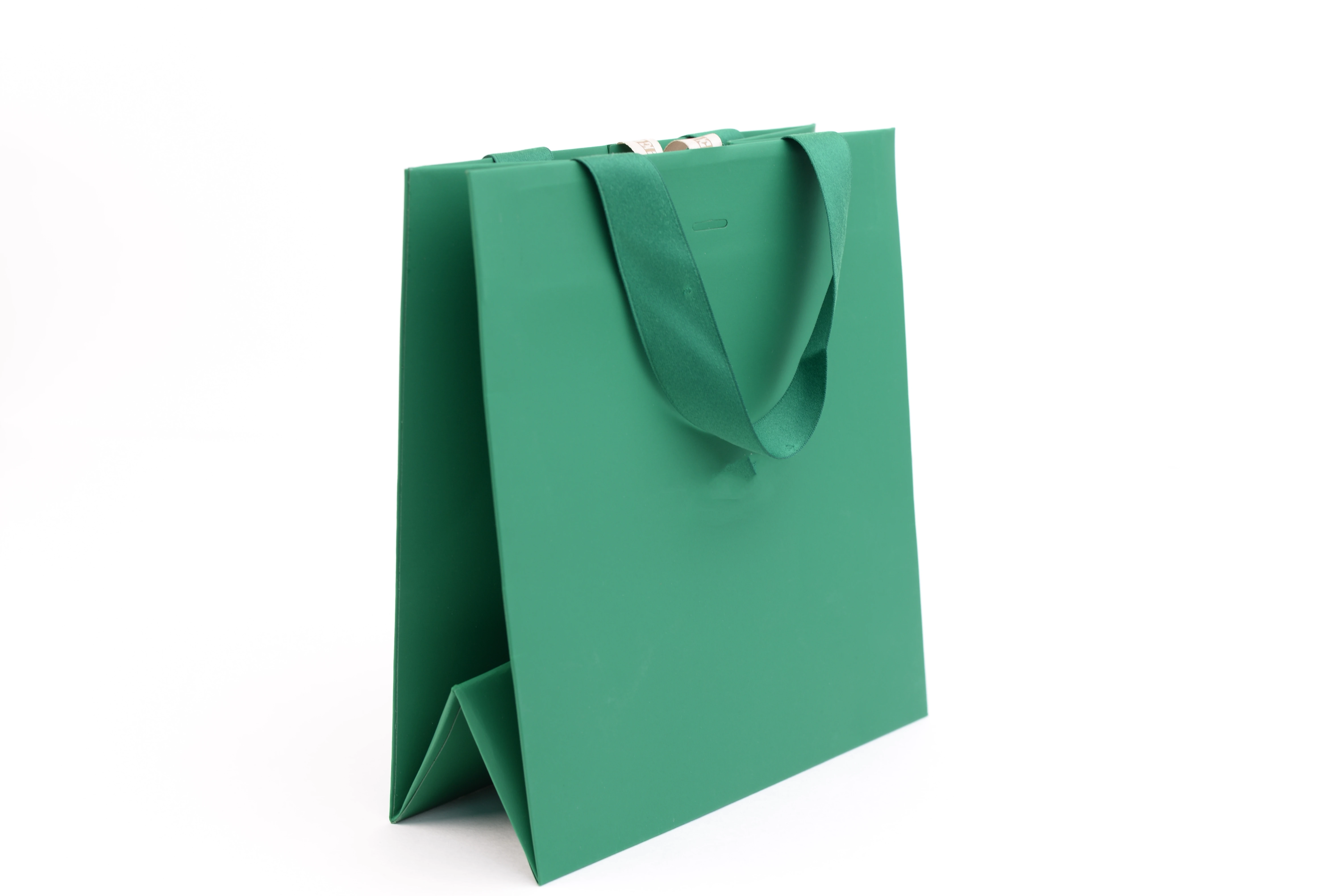 OPACK Custom Colored M-Shaped Japanese Bottom Fold Paper Bags Recyclable Shopping Handbag with Ribbon Accessory Personalize Logo
