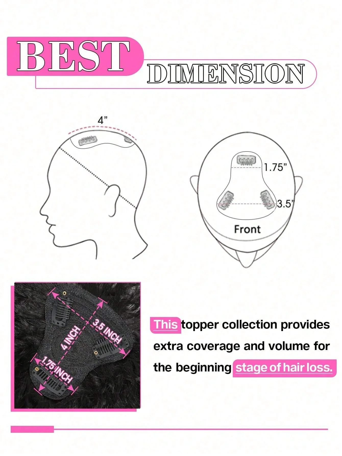 Kinky Straight Hair Clips Echthaar Topper mit Pony Clip in Extensions Naturfarbe_voghion.com