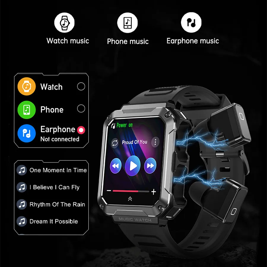 Maxtop Airpods in Smartwatch TWS Earphone Popular Waterproof Sports  Fitness Reloj Smart Watch With Bluetooth Earphones
