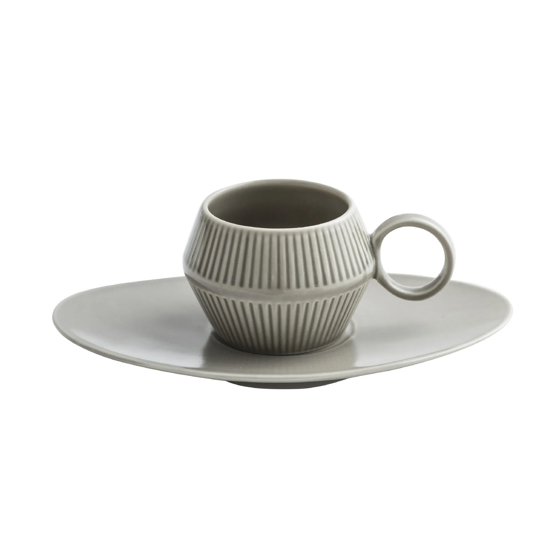 120ML Stylish Design Matte Italian Expresso Lungo Coffee Cup and Saucer