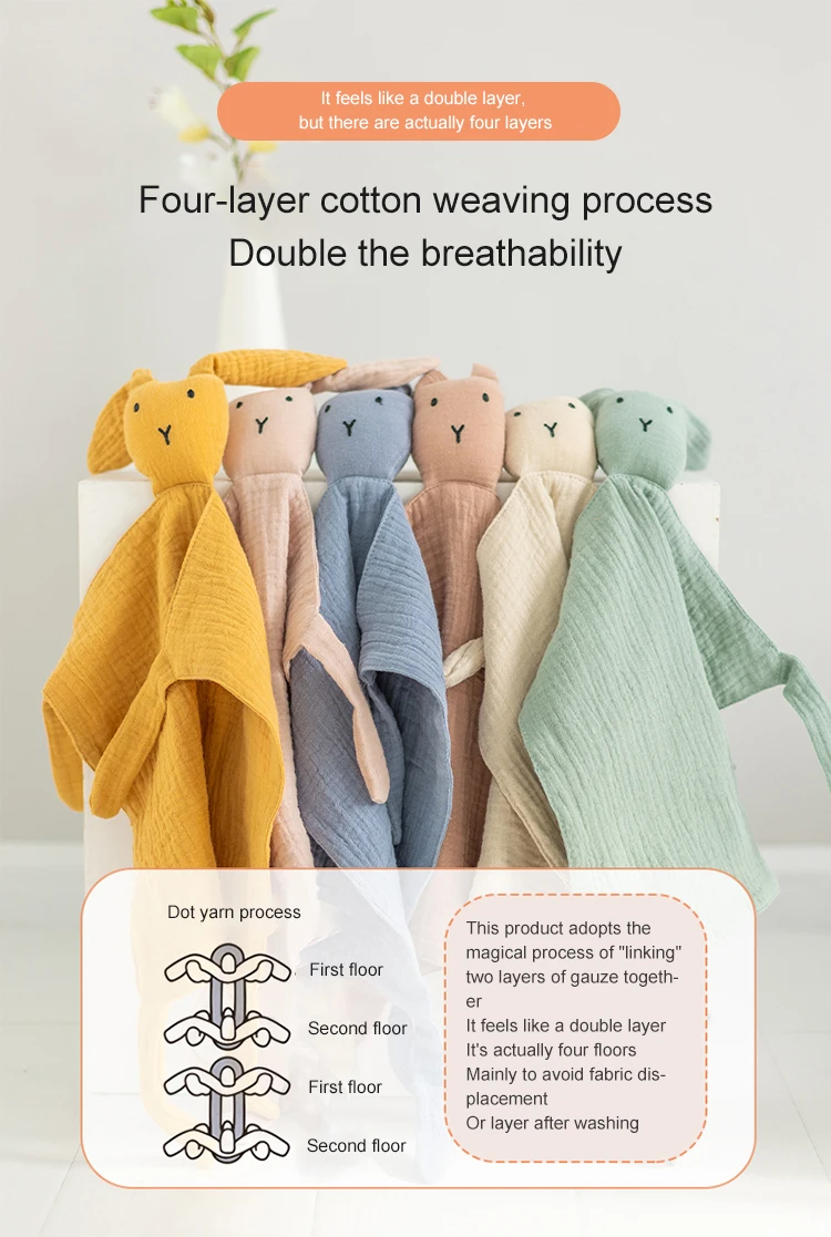 Wholesale Cute Comforter Lovely Animal Cotton Blanket Muslin Bunny Baby Security Blanket Buy