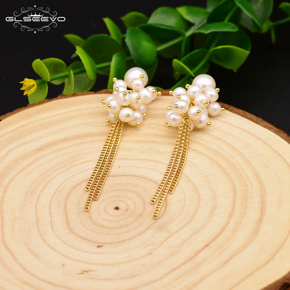 Natural Fresh Water Grape String of Pearls Bohemian Tassel Drop Earrings for Women Dangle Earring Luxury Jewelry