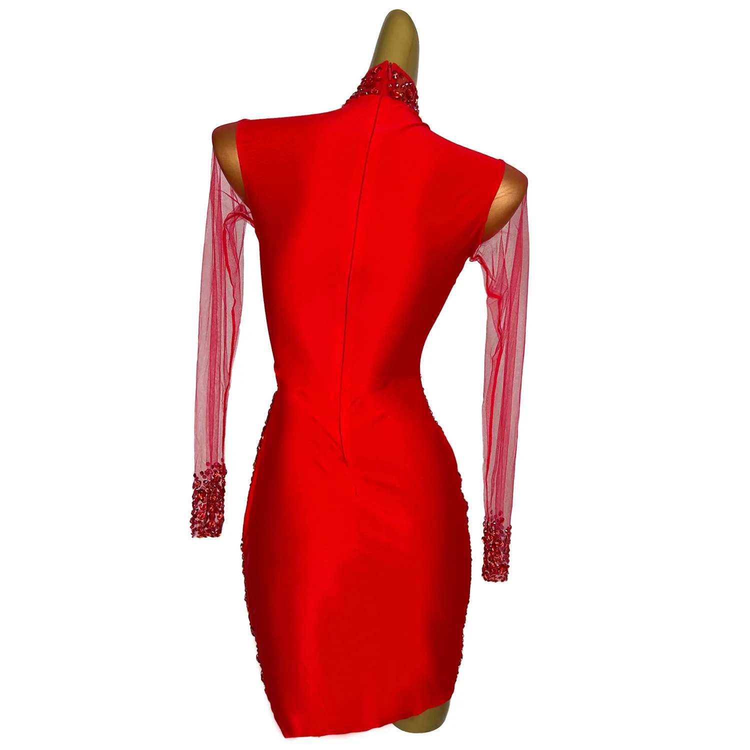 Elegant See through Rhinestone Birthday Wedding Cocktail Bodycon Dress Women  Costume Dinner Prom Dress Ladies Party Club Dress