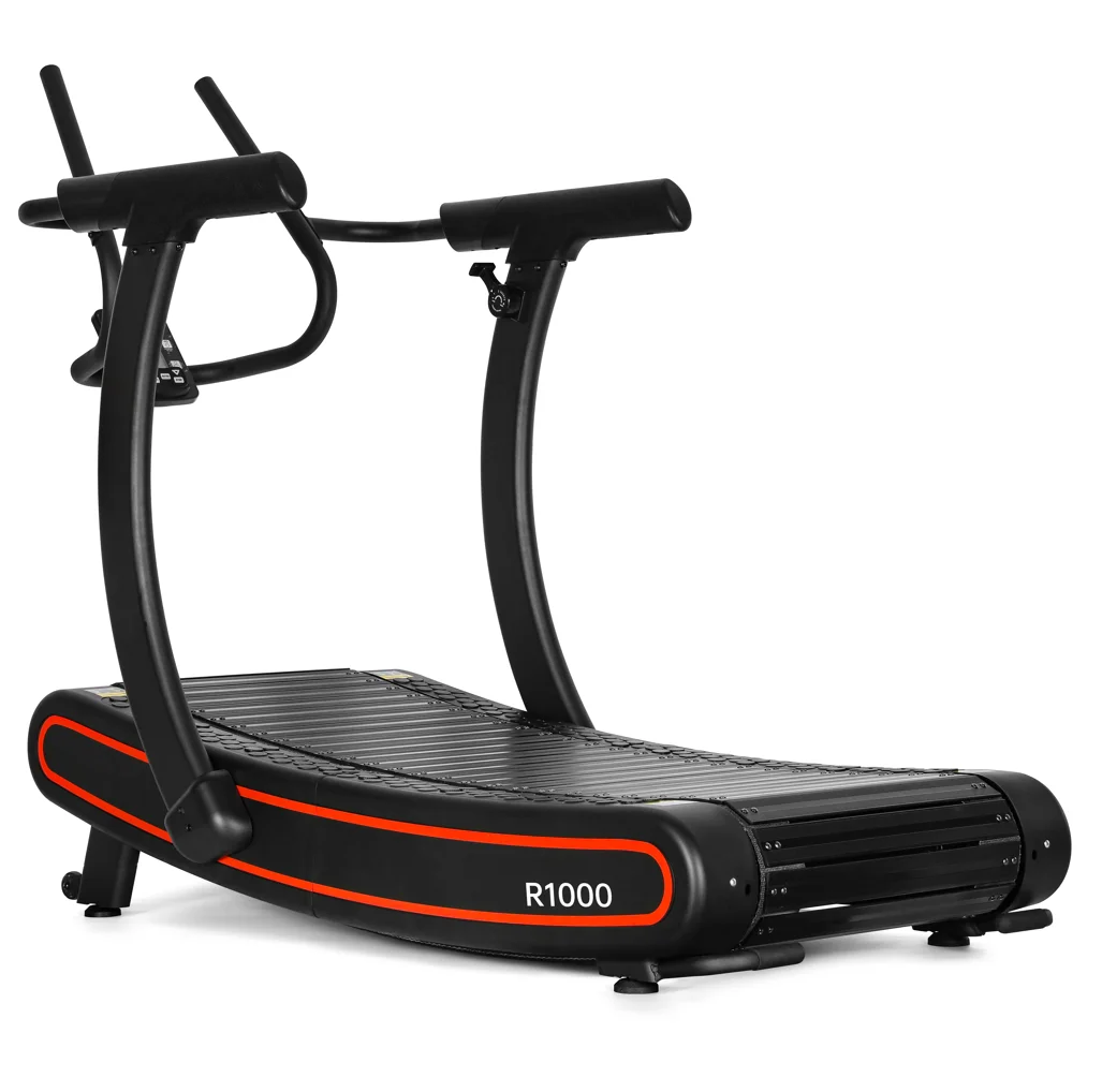 Mechanical Commercial Use Curved Treadmill Fitness Equipment Gym Machine  Running Machine with PU Handle