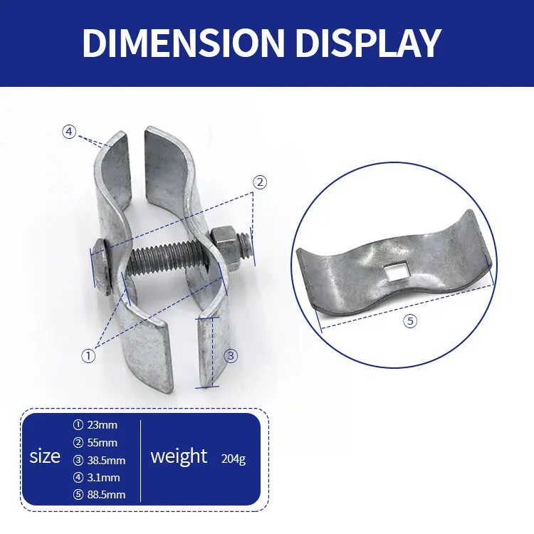 1-3/8inch Galvanized Chain Link Fence Metal Clamps Dog Kennel Panel Clips