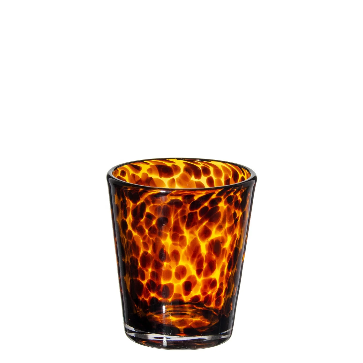 Samyo Hand Blown Modern Leopard Colored Empty Glass Tumbler Candle Holder Jars for Candles