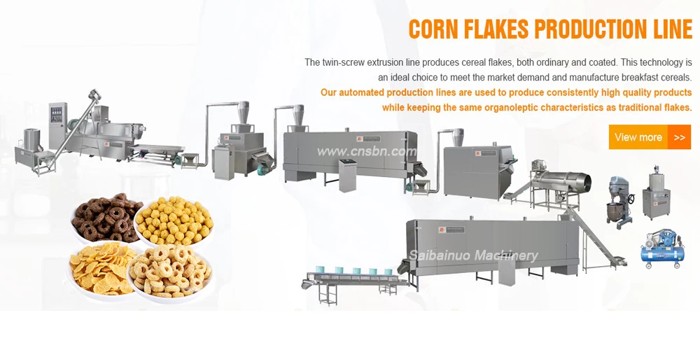 Industrial Automatic Breakfast Cereal Production Line Price Making Corn Flakes Machine