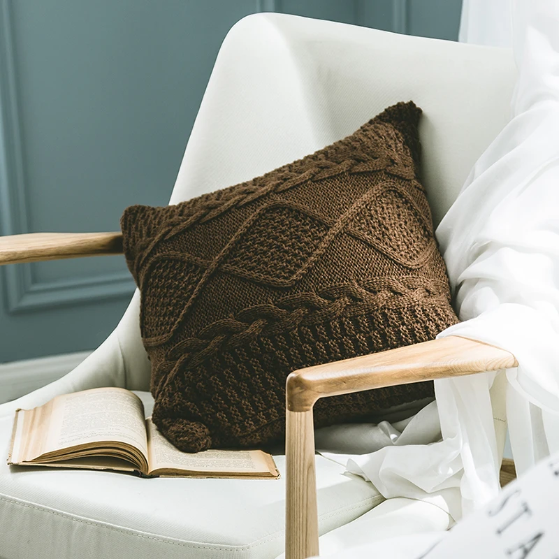 Blank Sublimation Throw Pillow Cover for Bed Dy Handmade White Solid Hotel Knitted Custom Pillow 1 Pc/ Poly Bag Home Seat Cn;jia