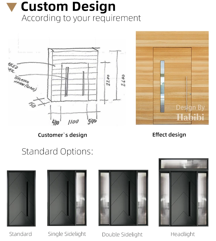 European Modern Design Residential Metallic Stainless Steel Exterior Security Aluminum Front Entry Door With Sidelite factory