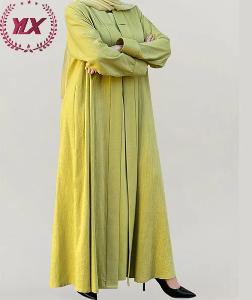 Wholesale Newest Abaya Turkey Weeding Dubai Ladies Modern Women Fashion Muslim Gown Linen Dress Dubai Abaya Dress
