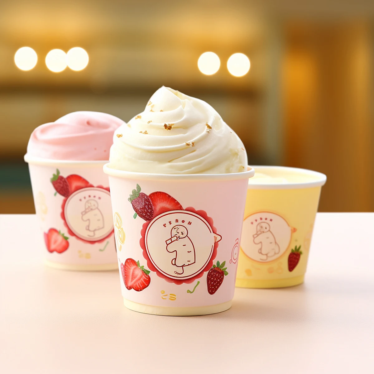 wholesale Customized Disposable Biodegradable eco Friendly 4oz 8oz 16oz Ice Cream Packaging Ice Cream Cup