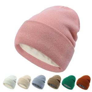 Custom New Women's Knitted Hat Autumn and Winter Plush Warm Wool Hat Solid Color Beita Casual Hooded Hat