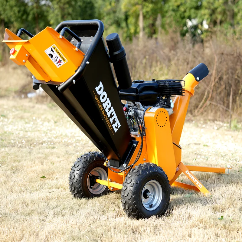 7HP Gasoline Engine Tree Branch Leaf Wood Chipper Shredder Double Sides Blades Crusher Wood Chipping Machine