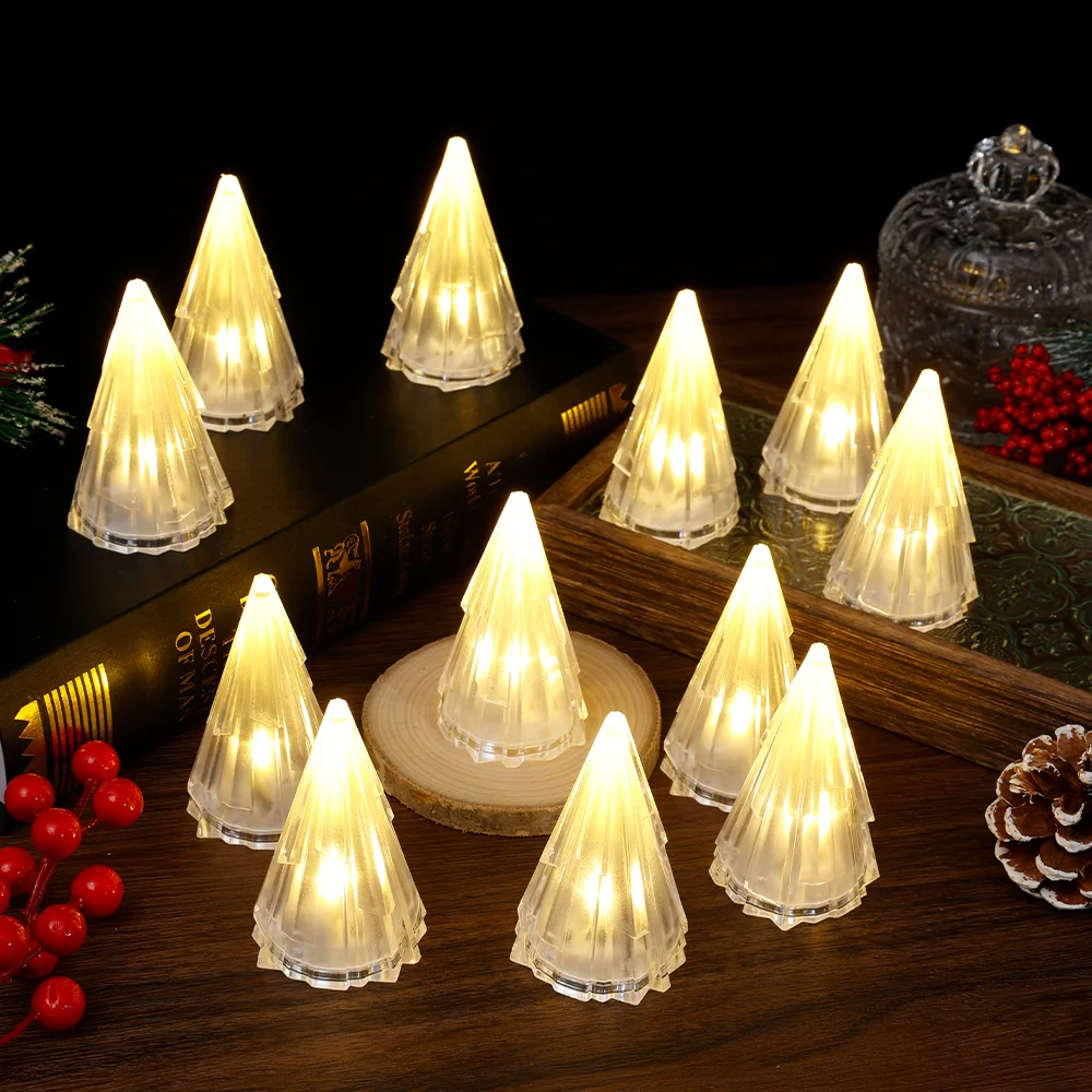 product transparent plastic triangle christmas tree flameless led candle warm light atmosphere christmas decorative lamp home decor-30