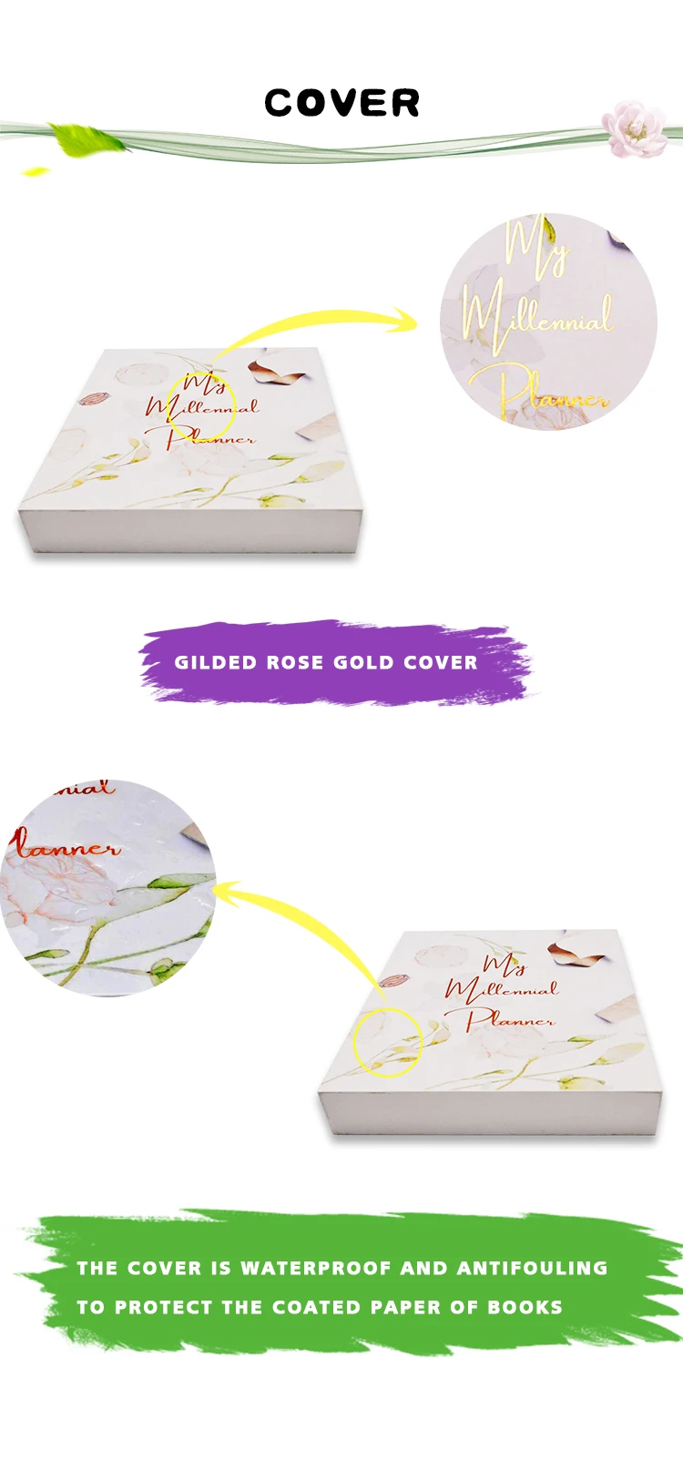Custom Printing 2023 Planner Rose Gold Foil Spiral Steel Ring Hardbound Gift Customized Logo Box Packaging for Notebook Planner manufacture