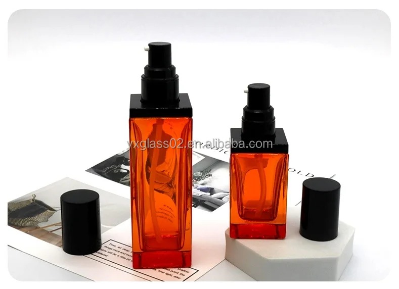 Luxury Cosmetic square glass bottle set Innovative design new style skincare glass packaging container cosmetic bottle manufacture