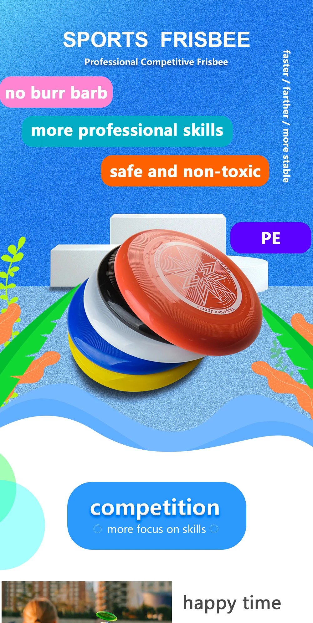 Pu Foam Flying Plate For Outdoor Sport Training Dogs Frisbeed Golf Disc