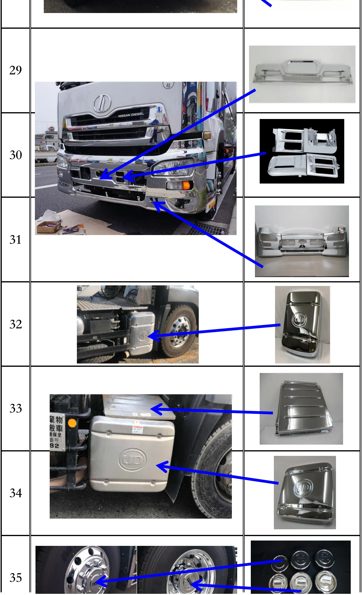 Chrome Parts for NISSAN UD QUON Truck Body Spare Parts