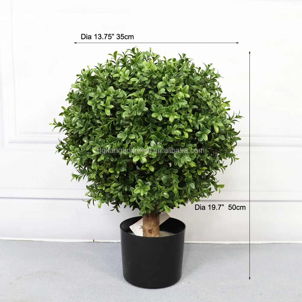 Artificial Plants & Greenery Simulation Topiary Ball Bonsai Green Faux Boxwood Trees Potted High Quality Buxus 60Cm