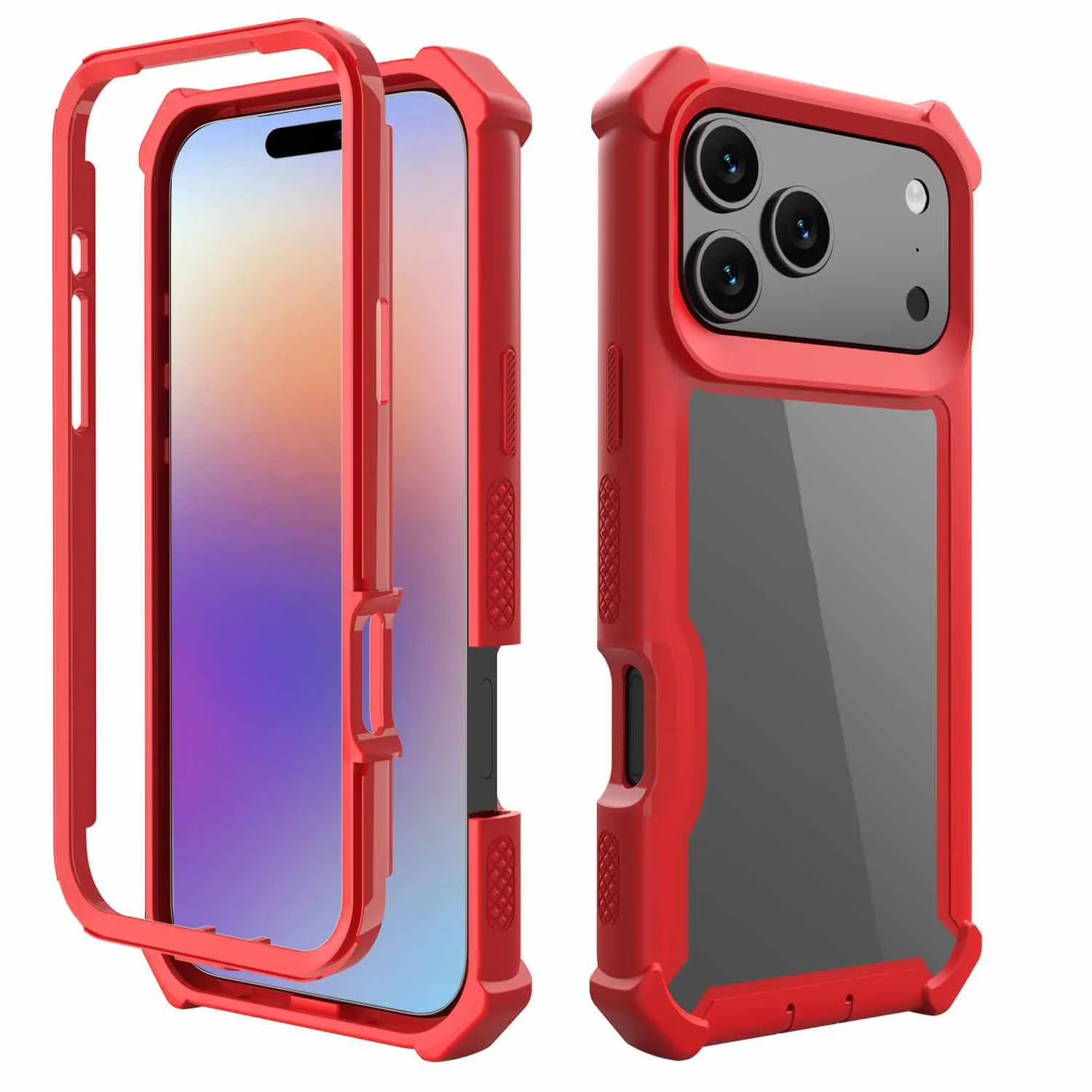 360 TPU PC 2 in 1 Shockproof Combo Hybrid Forros Case Cover for iPhone 17 Pro Max 16 Pro Plus Funda Protectora Estuche