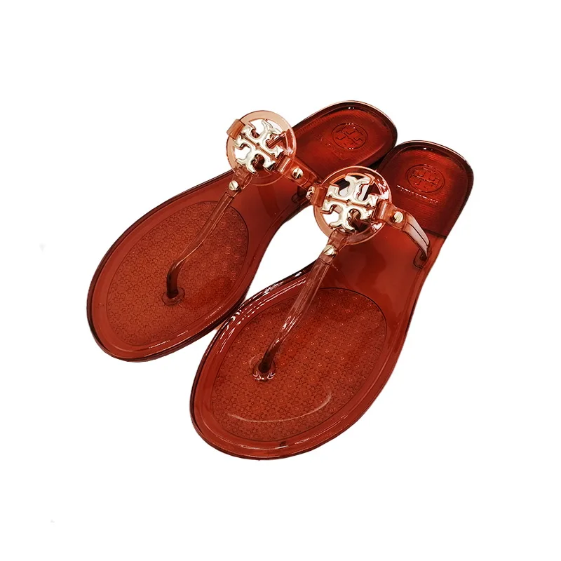 Carritz Designer Womens 38 Leather Sandals Slides Italy Orange Red Flip  Flops