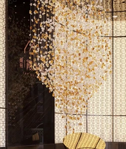 Custom Non-Standard Glass Stone Art Chandelier for Home Villa Lobby Banquet Hall Hotel Front Desk-Sales & Installation Project