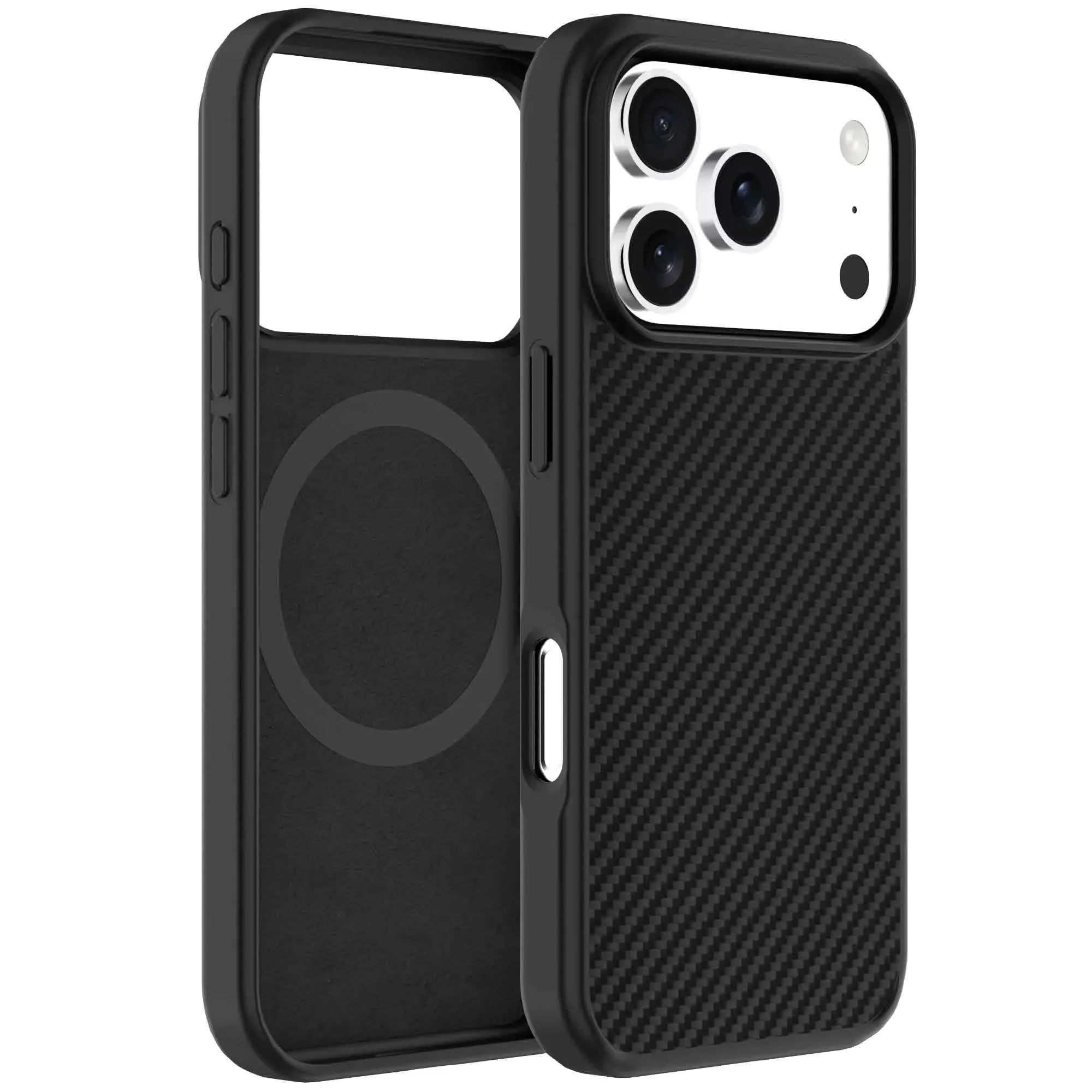 product laudtec carbon fiber soft shockproof phone case for iphone 17 air 16 pro max tpu pc material magnetic luxury business sjk1085-3