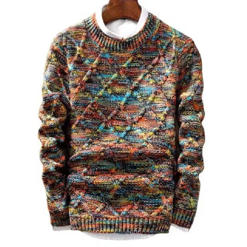 2024 Winter men's sweater thick-knit crew neck with long-sleeved jacket_voghion.com
