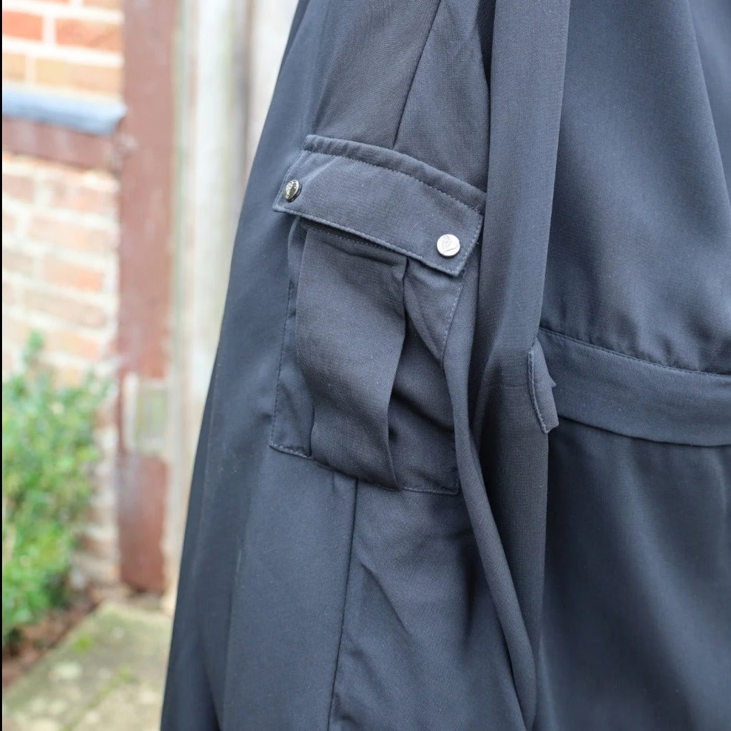 Islamic Modest Maternity 2-Piece for Jilbab Dress Black Nursing Zip Made of Polyester Wear for Muslims