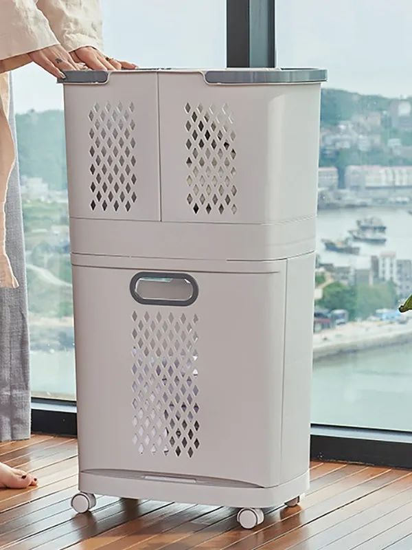 Detachable Dirty Clothes Organizer Large Capacity 2 Tiers Laundry